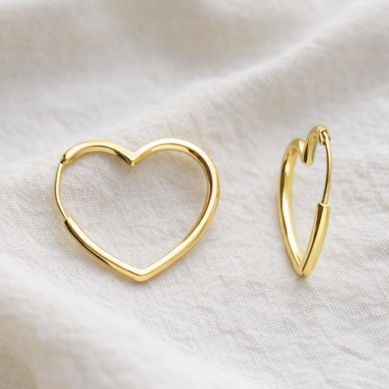 Luxe Gold Heart Shaped Hoop Earrings